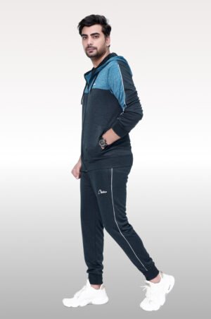 Modern Edge Cyan And Black Tracksuit For Men