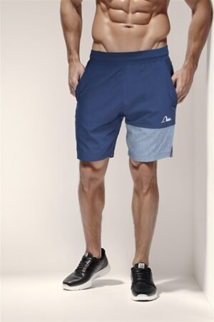 Men Premium Woven Fabric Blue and Gray Shorts