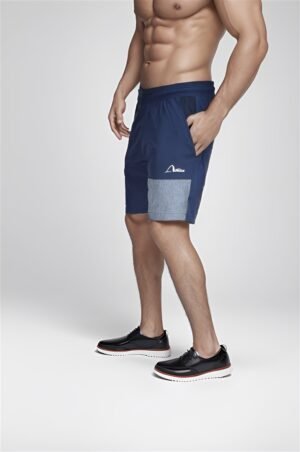 Men Premium Woven Fabric Blue and Gray Shorts