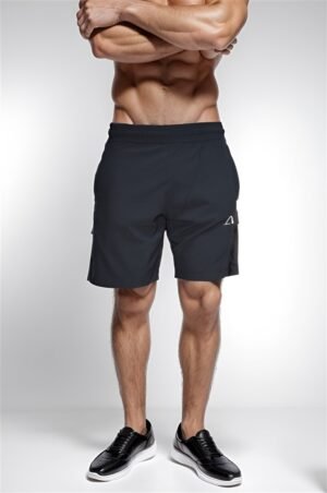 Men simple premium Woven Stretched black shorts